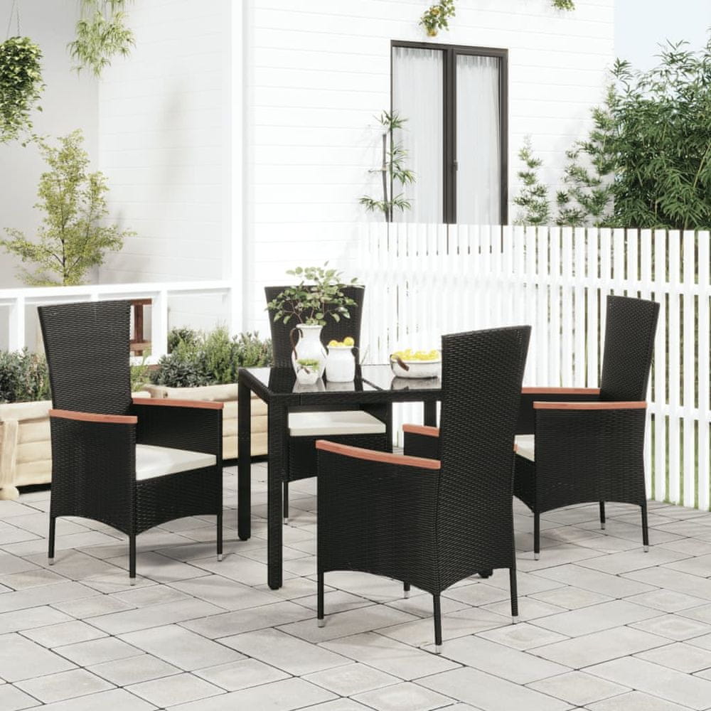 Petromila vidaXL Záhradné stoličky so sedákmi 4 ks polyratanové čierne